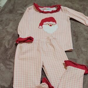 Festive Santa Kids Pajama Set - Pink and Red